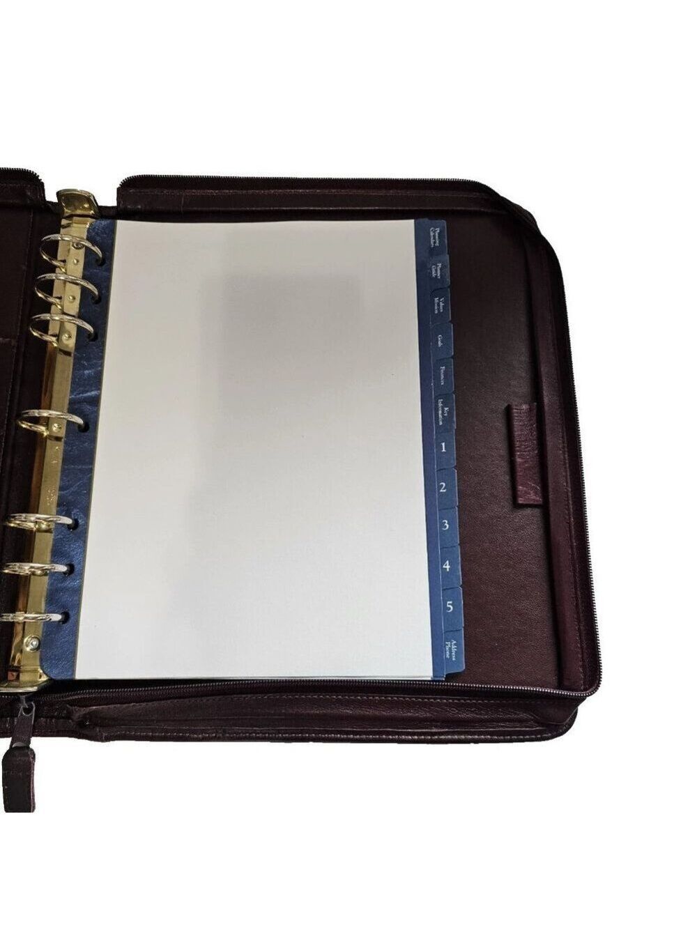 Franklin Quest Leather 7 Ring Binder Burgundy Organizer Dividers Card Holders - Picture 6 of 16